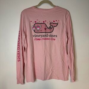 Vineyard Vines Pink Valentine's Day Cupid Whale Long Sleeve Shirt